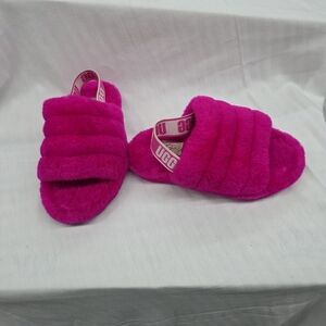 UGG Pink Fluffy Slide Sandals